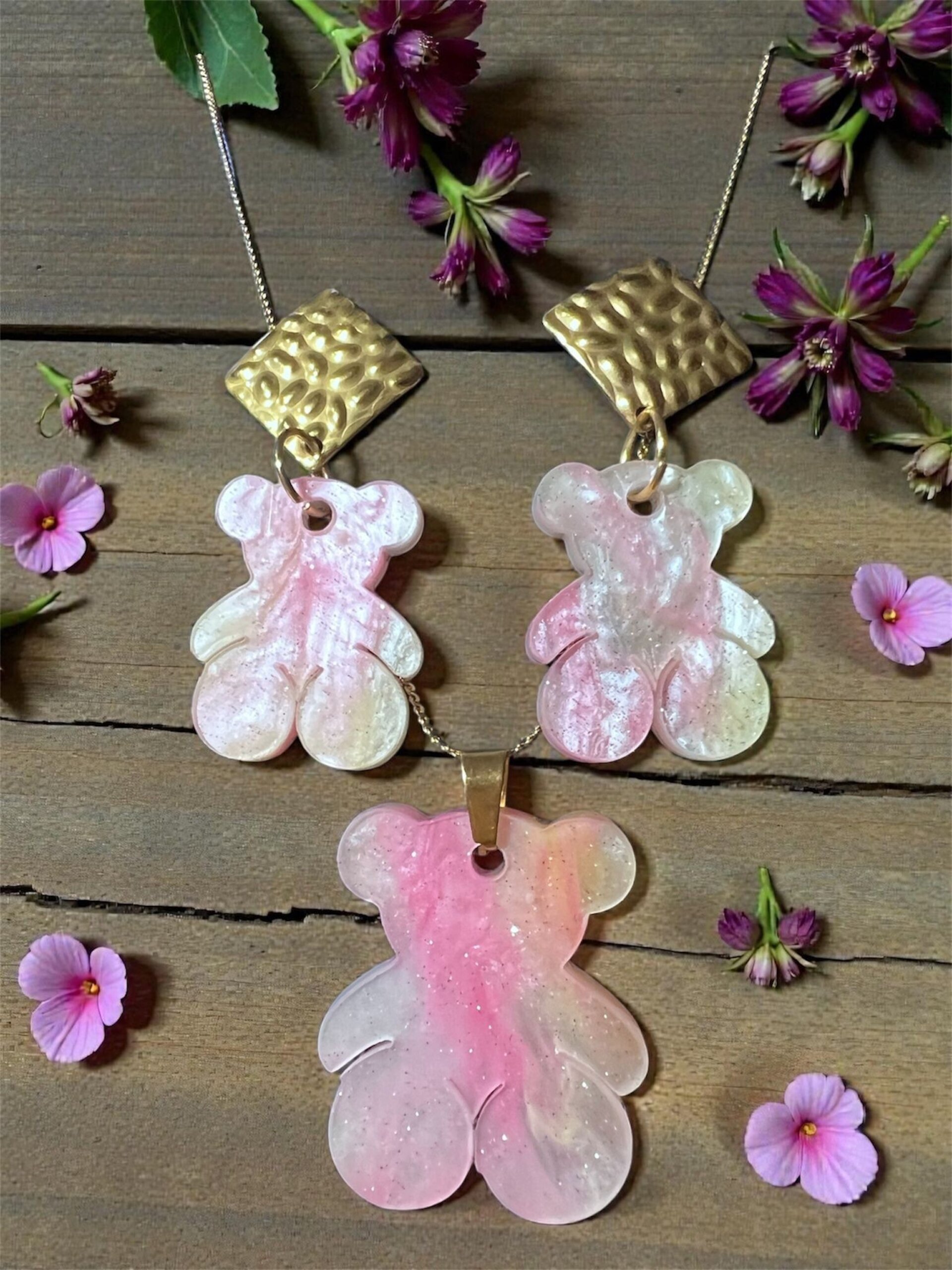 Conjunto ositos marmolado rosa - 1